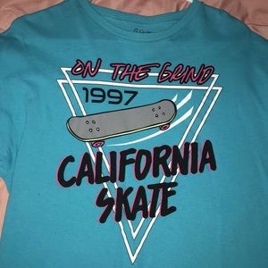 long sleeve blue skater shirt